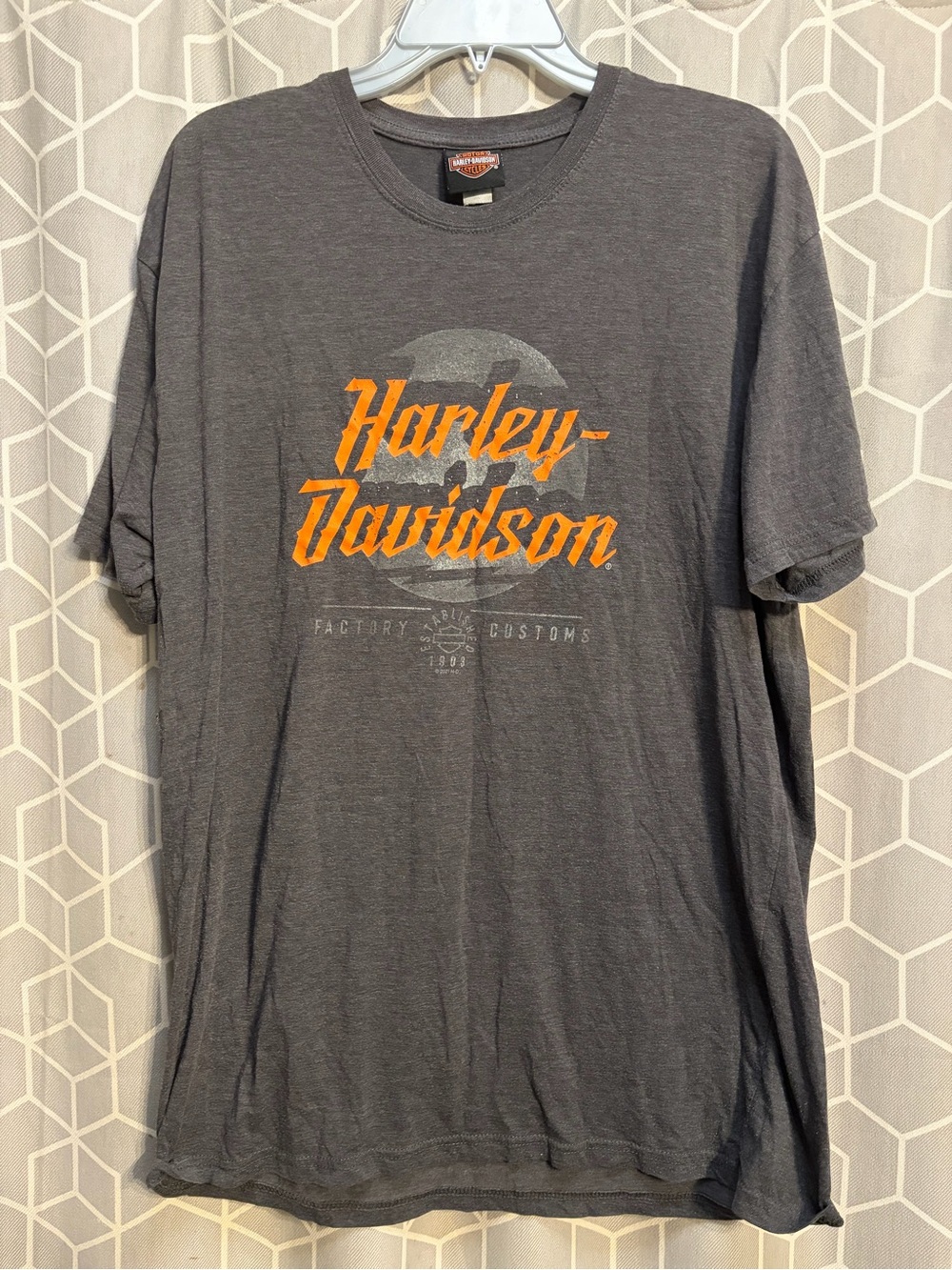 Harley-Davidson Men's Gray Short Sleeve Tee with Orange Logo